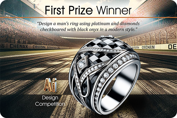 The winning design of the AI jewelry competition - A checkerboard inspired ring