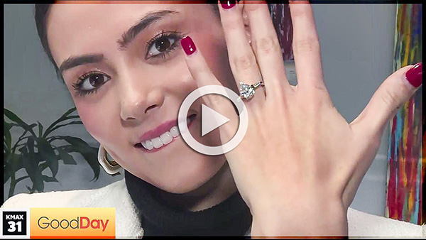 Reporter Sakura Gray wearing a ring at Arden Jewelers