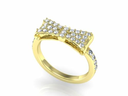 Yellow gold diamond delicate bow ring