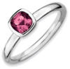 Silver Stackable Ring with Cushion Cut Pink Tourmaline