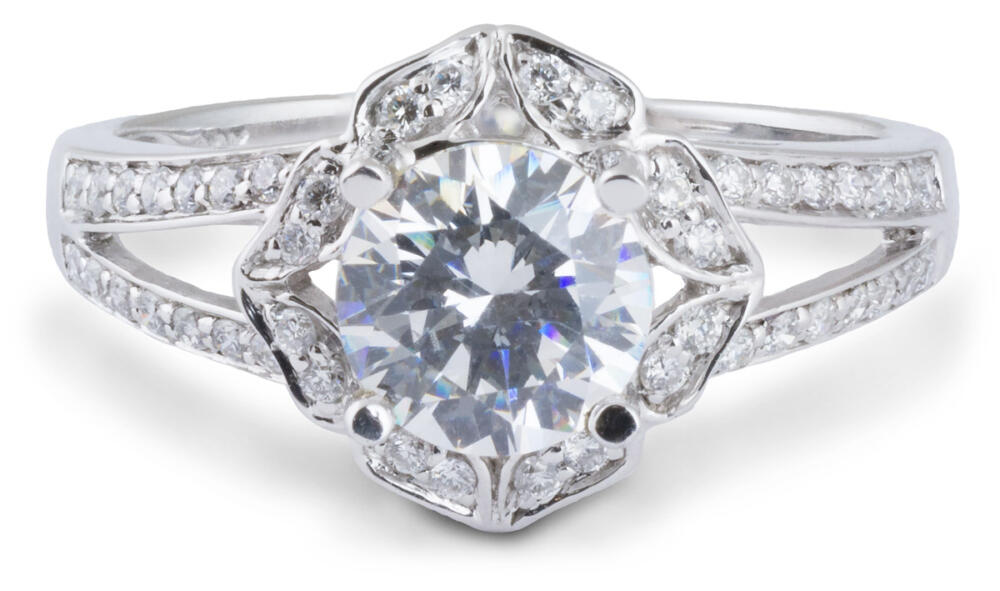 Double Halo Split Shank Engagement Ring : 41079 : Arden Jewelers