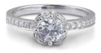 Arched Halo Engagement Ring with Diamond Accents