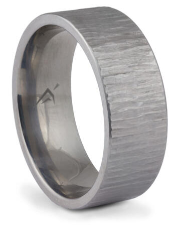 Titanium Tree Bark Textured Band