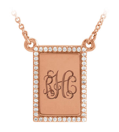 Diamond Custom Monogram Square Pendant