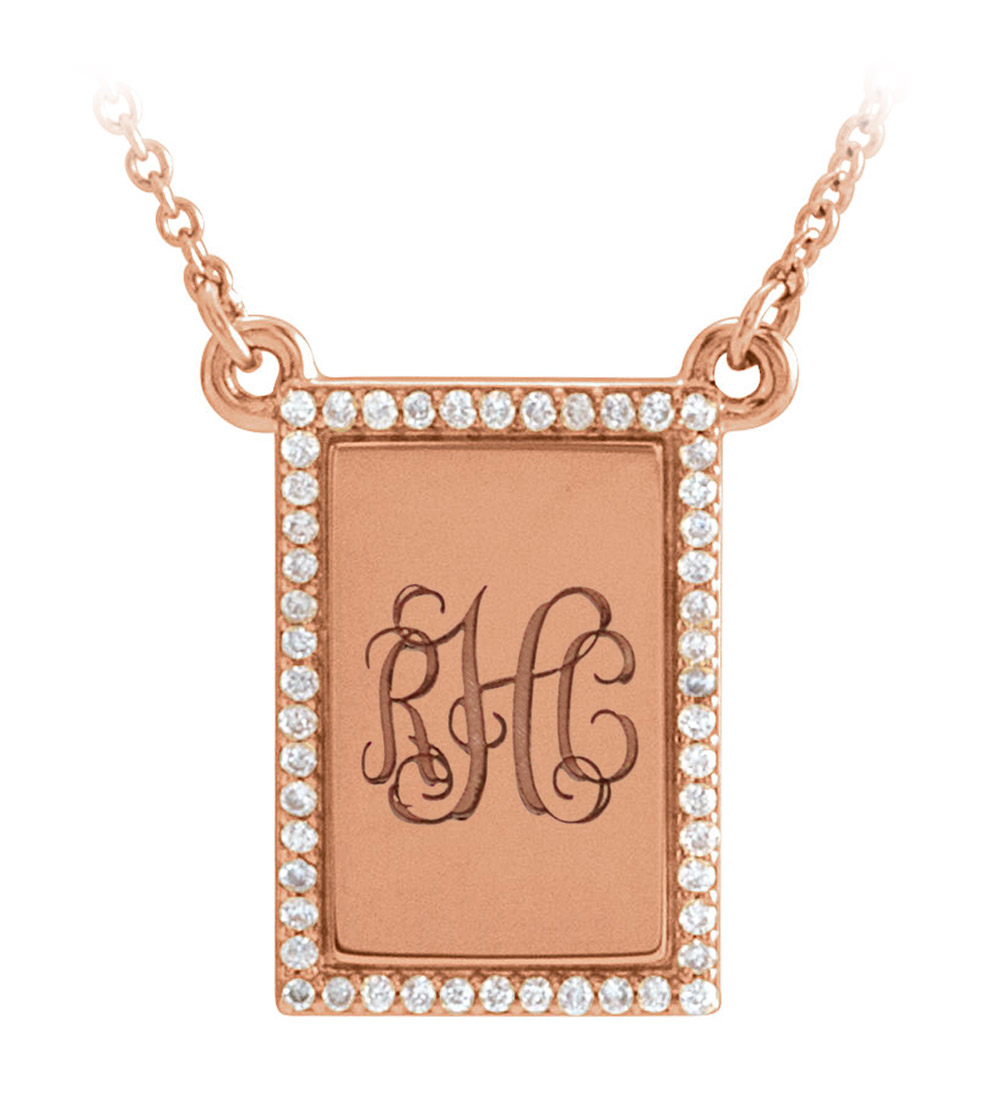 Personalized custom initial monogram pendant with diamonds - rose gold