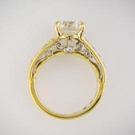 Custom filigree two tone diamond engagement ring
