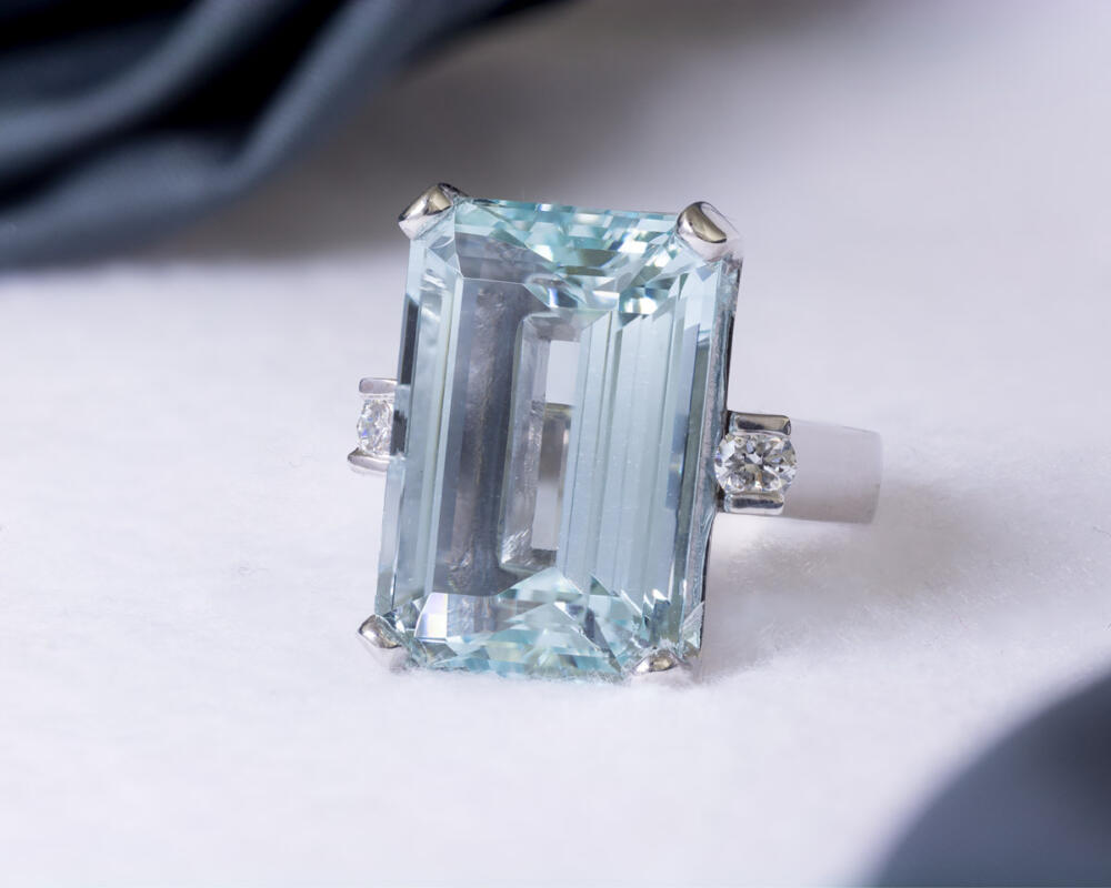 Emerald Cut Aquamarine Cocktail Ring : Arden Jewelers