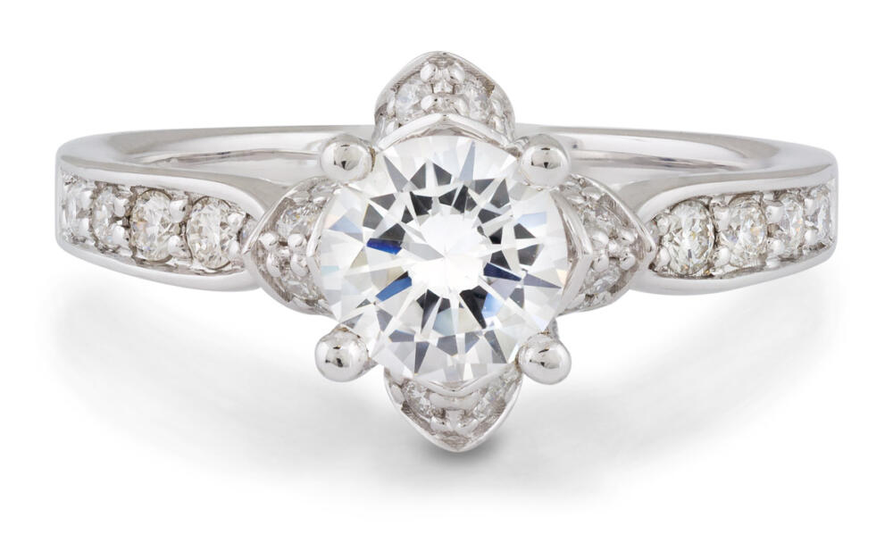 Floral Halo Split Shank Engagement Ring : 42886 : Arden Jewelers