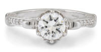 Scroll Cathedral Engagement Ring with Diamond Accents