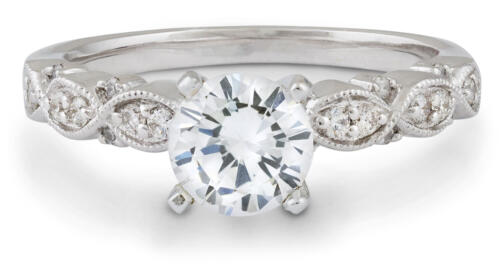 Marquise Milgrain Engagement Ring with Diamonds