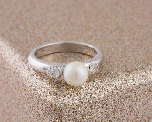 Custom Pearl and Diamond Ring