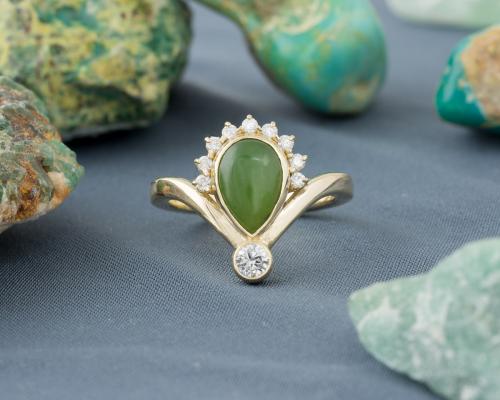 Nephrite Jade Ring with Diamond Accents-1