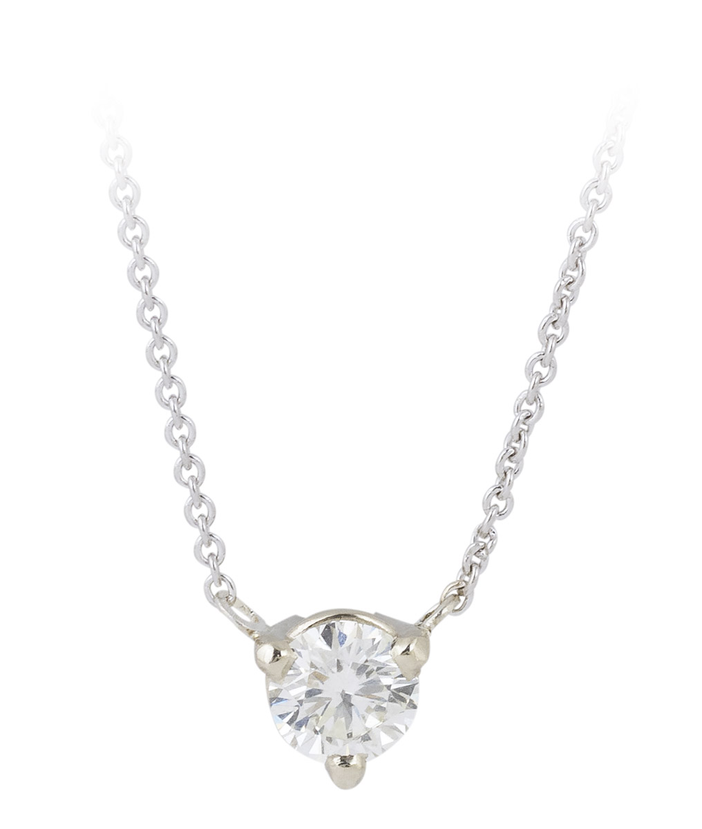 14K White Gold Simple Diamond Necklace