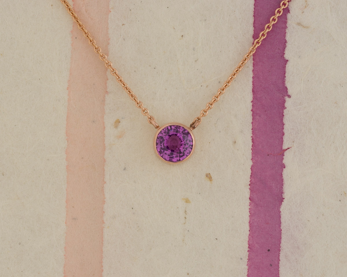 Buy Pink Sapphire Necklace / Pink Sapphire Solitaire / 14k Gold Online in  India 
