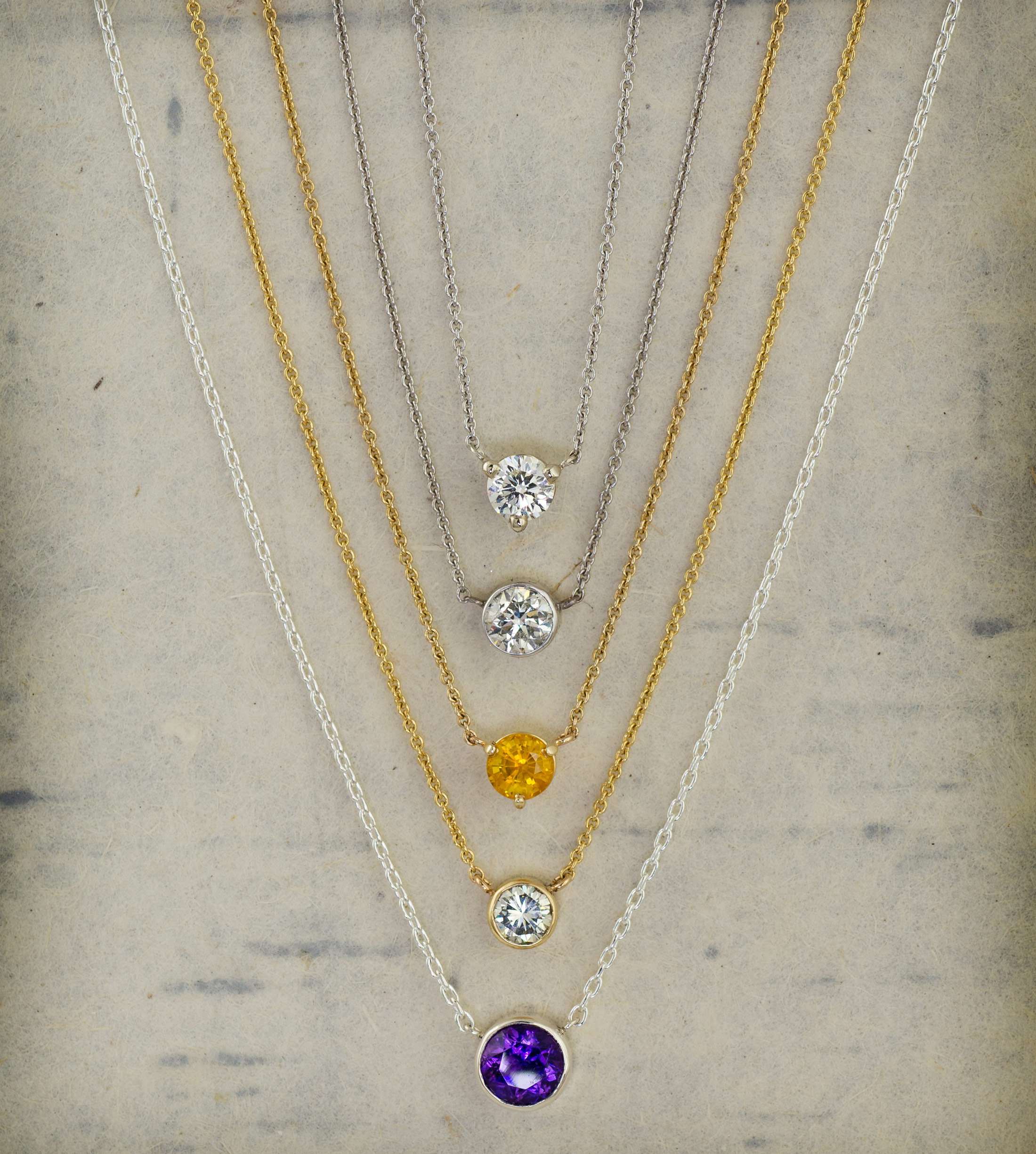 Floating Diamond Necklace Gold And Silver Gemstone Pendants On Dainty   Floating Diamond Solitaire Necklaces Narrow 