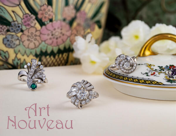 A group of 3 Art Nouveau rings