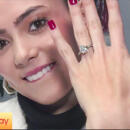 A picture of Sakura wearing an engagement ring at Arden Jewelers