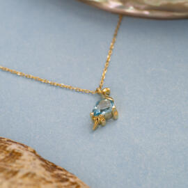 Blue Topaz Dinosaur Pendant in 14k Yellow Gold bottom view