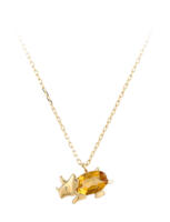 Citrine Oval Dinosaur Necklace in 14k Yellow Gold Front