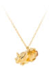 Citrine Oval Dinosaur Necklace in 14k Yellow Gold side