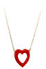 Red Heart Enamel Necklace in 14 karat Yellow Gold with Cable Chain side