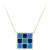 Blue Checkered Enamel Necklace in 14 karat Yellow Gold with cable chain front