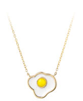 Fried Egg Enamel Necklace in 14k Yellow Gold front