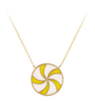 Lemon Drop Swirl Necklace with Enamel in 14 karat Yellow Gold and cable chain front view