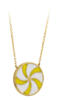 Lemon Drop Swirl Necklace with Enamel in 14 karat Yellow Gold and cable chain side view