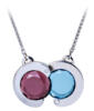 Union articulating pendant with rhodolite garnet and blue topaz front fully open