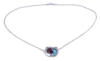 Union articulating pendant with rhodolite garnet and blue topaz overview