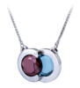 Union articulating pendant with rhodolite garnet and blue topaz side open